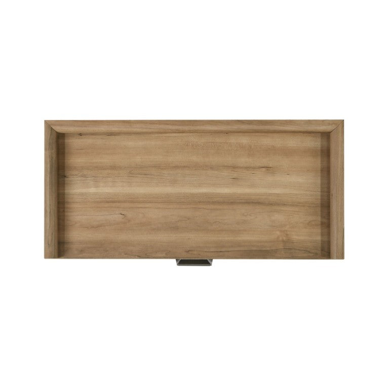 English Elm Transitional Wood Grain Chest with Curved Drawers Plinth Base and Natural Warm Finish Natural 37.5 L x 17.5 W x 49.5 H B2741P569583