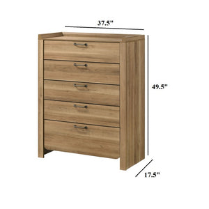 English Elm Transitional Wood Grain Chest with Curved Drawers Plinth Base and Natural Warm Finish Natural 37.5 L x 17.5 W x 49.5 H B2741P569583