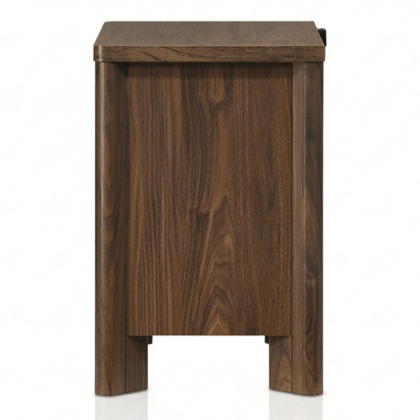 English Elm Transitional Nightstand with Curved Drawers Plinth Base and Warm Wood Grain Bedroom Appeal Walnut 23 L x 15.5 W x 24 H B2741P569585