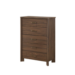 English Elm Transitional Wood Grain Chest with Curved Drawers Plinth Base and Natural Warm Finish Walnut 35.5 L x 17.5 W x 51 H B2741P569591