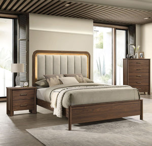 English Elm Transitional Wood Grain Chest with Curved Drawers Plinth Base and Natural Warm Finish Walnut 35.5 L x 17.5 W x 51 H B2741P569591