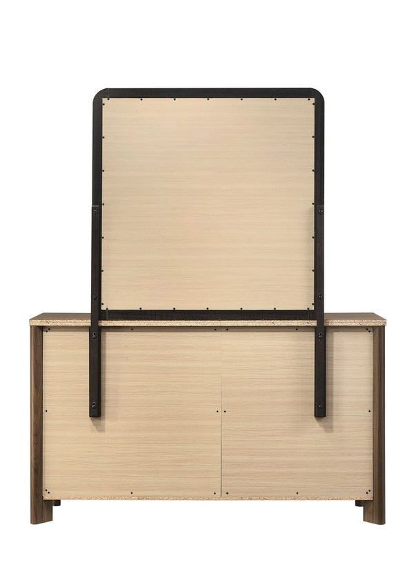 English Elm Walnut Six Drawer Dresser Solid Wood Mid Century Modern Gold Pulls Bedroom B2741P569593