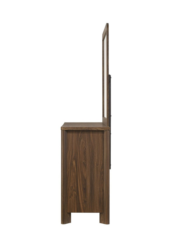 English Elm Walnut Six Drawer Dresser Solid Wood Mid Century Modern Gold Pulls Bedroom B2741P569593