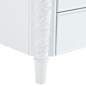 English Elm Glam Pearl White Chest with LED Lighting Rope Twist Carvings and Dovetail Drawers B2741P572043