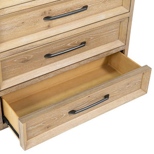 English Elm Transitional Wood Grain Chest with Dovetail Drawers and Black Metal Pulls for Bedroom B2741P572044