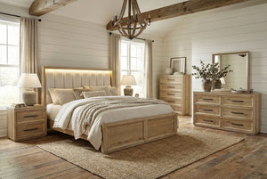 English Elm Transitional Wood Grain Chest with Dovetail Drawers and Black Metal Pulls for Bedroom B2741P572044