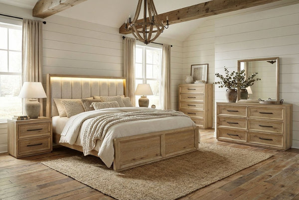 English Elm Transitional Wood Grain Chest with Dovetail Drawers and Black Metal Pulls for Bedroom B2741P572044