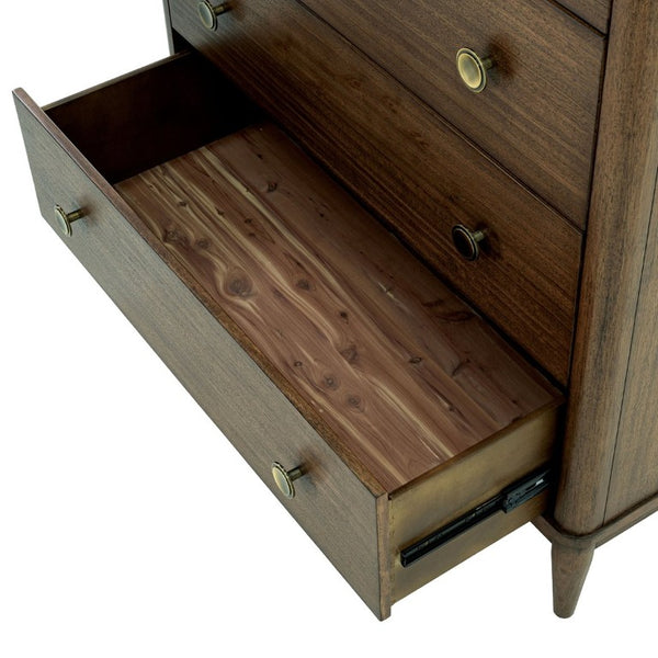 English Elm 1Pc Mid-Century Walnut Bedroom Chest Dovetail Joinery Cedar Felt Lined Drawers Bronze Pulls Walnut 36.4 L x 18.3 W x 52 H B2741P572047