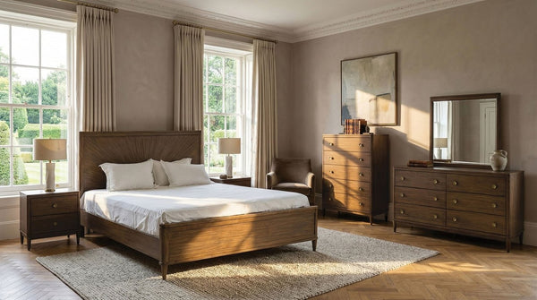 English Elm 1Pc Mid-Century Walnut Bedroom Chest Dovetail Joinery Cedar Felt Lined Drawers Bronze Pulls Walnut 36.4 L x 18.3 W x 52 H B2741P572047