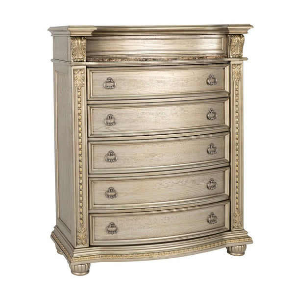 English Elm 1Pc Mid-Century Walnut Bedroom Chest Dovetail Joinery Cedar Felt Lined Drawers Bronze Pulls Champagne/Gold 44 L x 20.5 W x 57 H B2741P573014