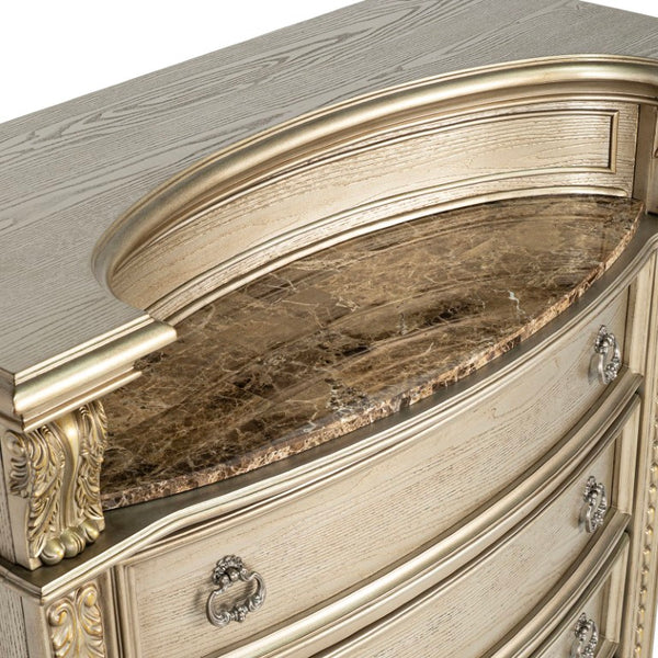English Elm 1Pc Mid-Century Walnut Bedroom Chest Dovetail Joinery Cedar Felt Lined Drawers Bronze Pulls Champagne/Gold 44 L x 20.5 W x 57 H B2741P573014