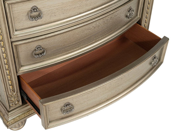 English Elm 1Pc Mid-Century Walnut Bedroom Chest Dovetail Joinery Cedar Felt Lined Drawers Bronze Pulls Champagne/Gold 44 L x 20.5 W x 57 H B2741P573014