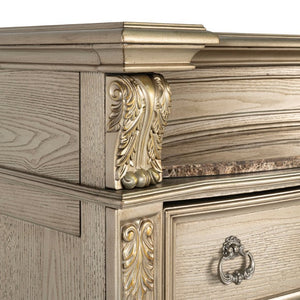 English Elm 1Pc Mid-Century Walnut Bedroom Chest Dovetail Joinery Cedar Felt Lined Drawers Bronze Pulls Champagne/Gold 44 L x 20.5 W x 57 H B2741P573014