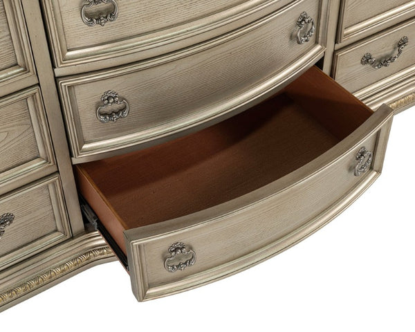 English Elm 1Pc Mid-Century Walnut Bedroom Chest Dovetail Joinery Cedar Felt Lined Drawers Bronze Pulls Champagne/Gold 68 L x 20.5 W x 41 H B2741P573016