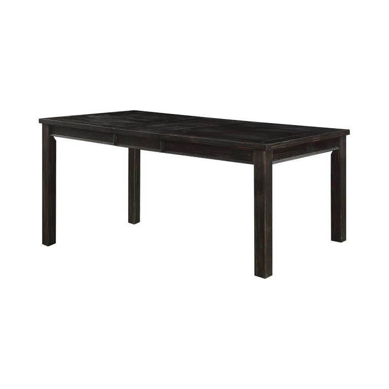 English Elm Rustic Farmhouse Solid Wood Extendable Dining Table with Distressed Black Finish Seats Six B2741P573022