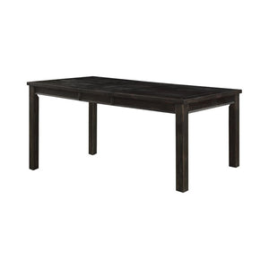 English Elm Rustic Farmhouse Solid Wood Extendable Dining Table with Distressed Black Finish Seats Six B2741P573022