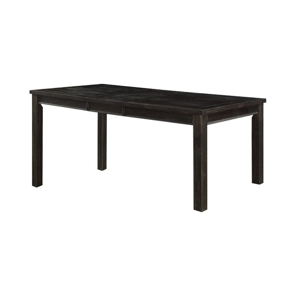 English Elm Rustic Farmhouse Solid Wood Extendable Dining Table with Distressed Black Finish Seats Six B2741P573022