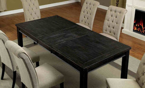 English Elm Rustic Farmhouse Solid Wood Extendable Dining Table with Distressed Black Finish Seats Six B2741P573022