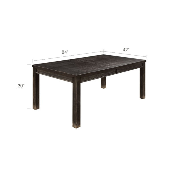 English Elm Rustic Farmhouse Solid Wood Extendable Dining Table with Distressed Black Finish Seats Six B2741P573022