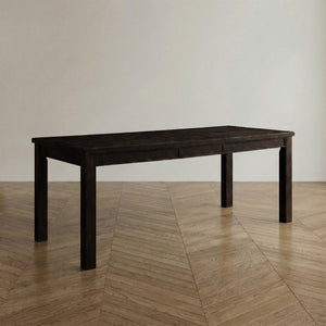 English Elm Rustic Farmhouse Solid Wood Extendable Dining Table with Distressed Black Finish Seats Six B2741P573022