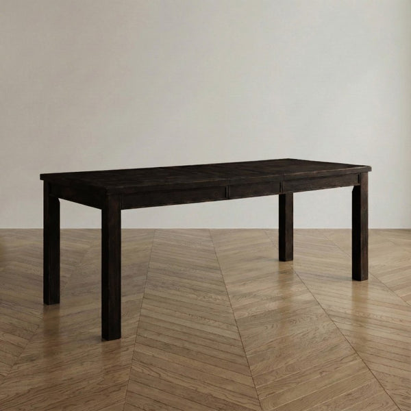 English Elm Rustic Farmhouse Solid Wood Extendable Dining Table with Distressed Black Finish Seats Six B2741P573022