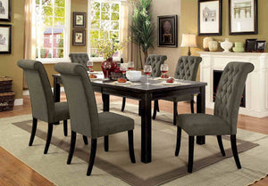 English Elm Rustic Farmhouse Solid Wood Extendable Dining Table with Distressed Black Finish Seats Six B2741P573022