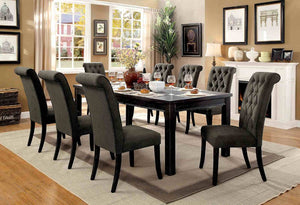 English Elm Rustic Farmhouse Solid Wood Extendable Dining Table with Distressed Black Finish Seats Six B2741P573022