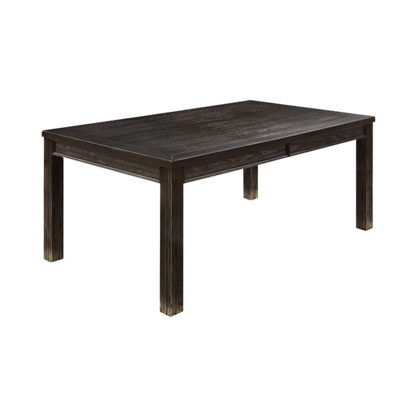 English Elm Rustic Farmhouse Solid Wood Dining Table Seats Six with Distressed Antique Black Finish B2741P573023
