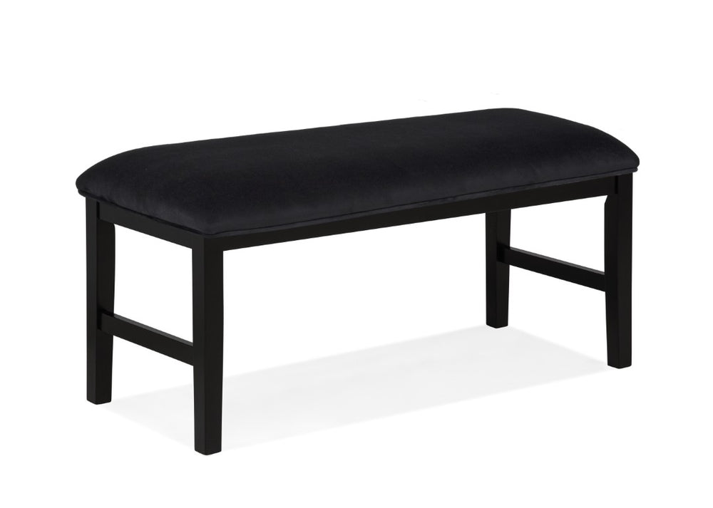 English Elm 1Pc Black Fabric Dining Bench with Dark Wood Legs Low Profile Seat for Two Adults B2741P573024
