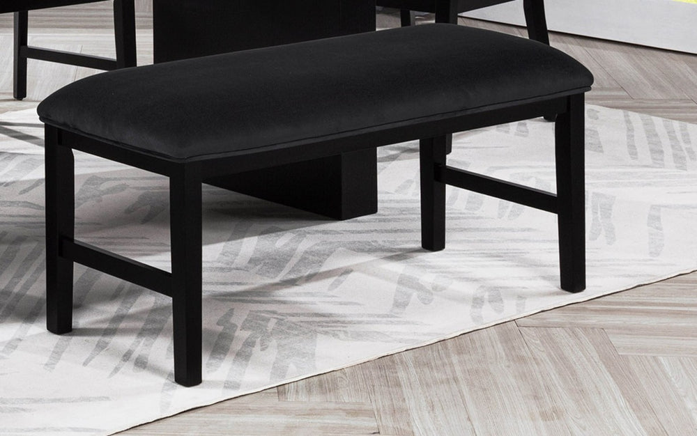 English Elm 1Pc Black Fabric Dining Bench with Dark Wood Legs Low Profile Seat for Two Adults B2741P573024