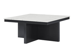 English Elm Modern Faux Marble Square Coffee Table Set with Four Hidden Storage Ottomans B2741P580881