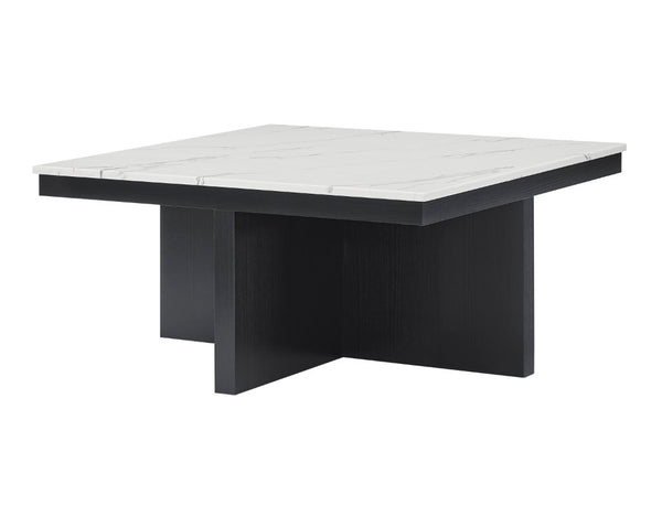 English Elm Modern Faux Marble Square Coffee Table Set with Four Hidden Storage Ottomans B2741P580881