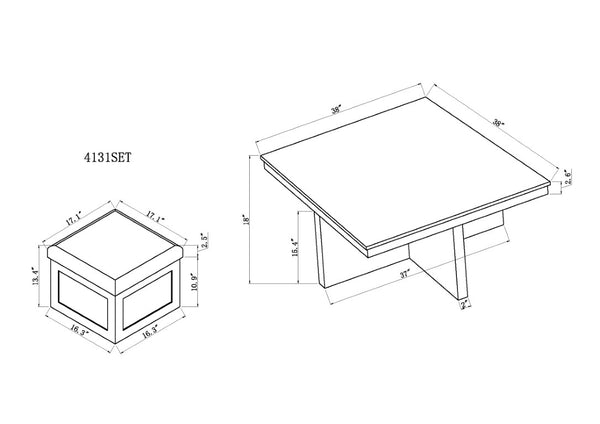 English Elm Modern Faux Marble Square Coffee Table Set with Four Hidden Storage Ottomans B2741P580881
