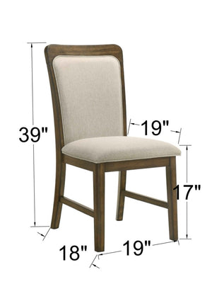 English Elm 2Pc High Back Beige Fabric Upholstered Dining Chairs Wooden Frame Transitional Set B2741P582082
