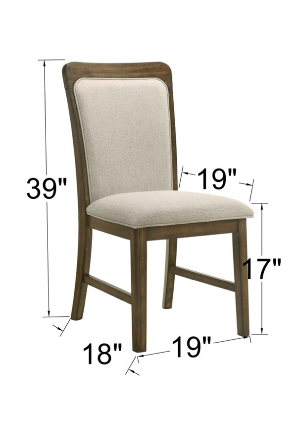 English Elm 2Pc High Back Beige Fabric Upholstered Dining Chairs Wooden Frame Transitional Set B2741P582082