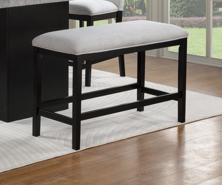 English Elm 1Pc Padded Gray Fabric Counter Height Bench with Dark Wood Legs for Dining Rooms B2741P586401