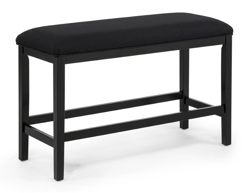 English Elm 1Pc Black Fabric Padded Counter Height Bench with Dark Wood Legs for Dining Areas B2741P586409