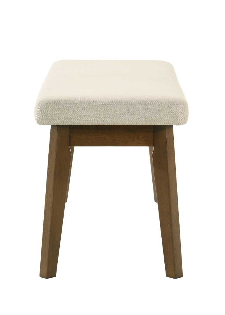 English Elm Mid-Century Modern Upholstered Bench Solid Wood Frame Woven Fabric Seat for Dining or Entryway B2741P587011