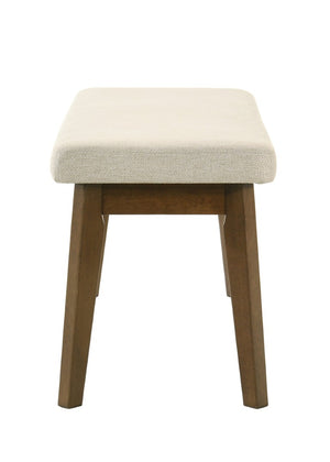 English Elm Mid-Century Modern Upholstered Bench Solid Wood Frame Woven Fabric Seat for Dining or Entryway B2741P587011