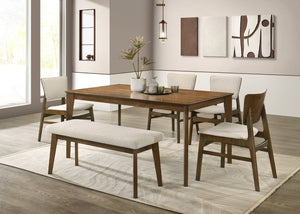 English Elm Mid-Century Modern Upholstered Bench Solid Wood Frame Woven Fabric Seat for Dining or Entryway B2741P587011