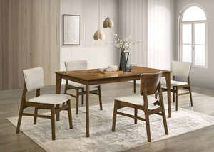 English Elm Contemporary Mission Style Rectangular Dining Table Warm Brown Wood Grain Finish Seats Six 36 L x 63 W x 30 H B2741P587016