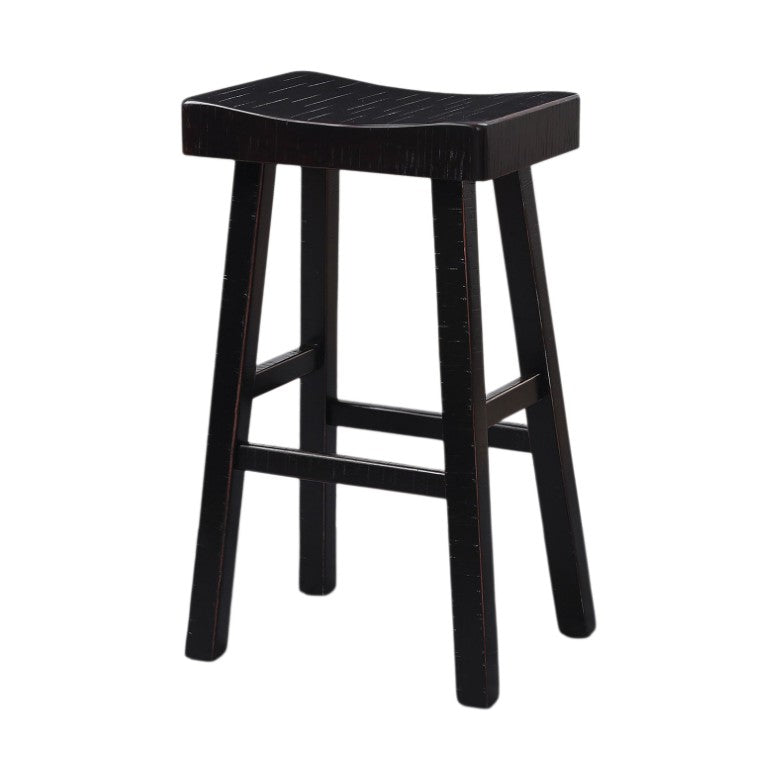 English Elm Transitional Solid Wood Counter Stools with Sculpted Seat Matte Black Set of 2 Black 17.5 L x 13 W x 31 H B2741P587684