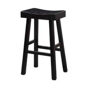 English Elm Transitional Solid Wood Counter Stools with Sculpted Seat Matte Black Set of 2 Black 17.5 L x 13 W x 31 H B2741P587684