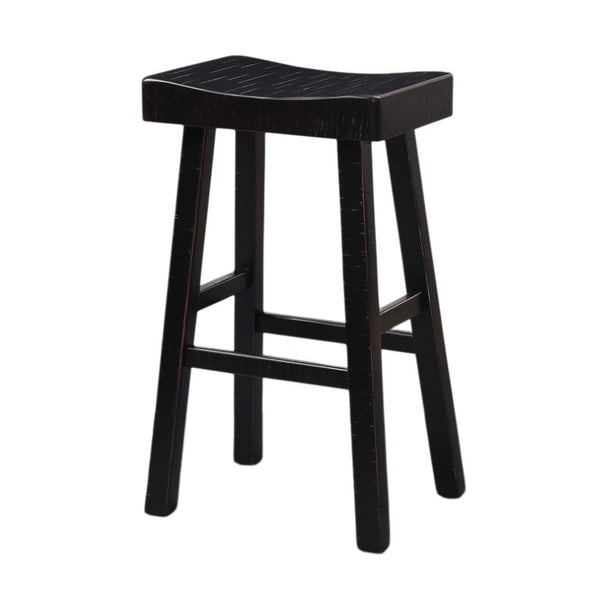 English Elm Transitional Solid Wood Counter Stools with Sculpted Seat Matte Black Set of 2 Black 17.5 L x 13 W x 31 H B2741P587684
