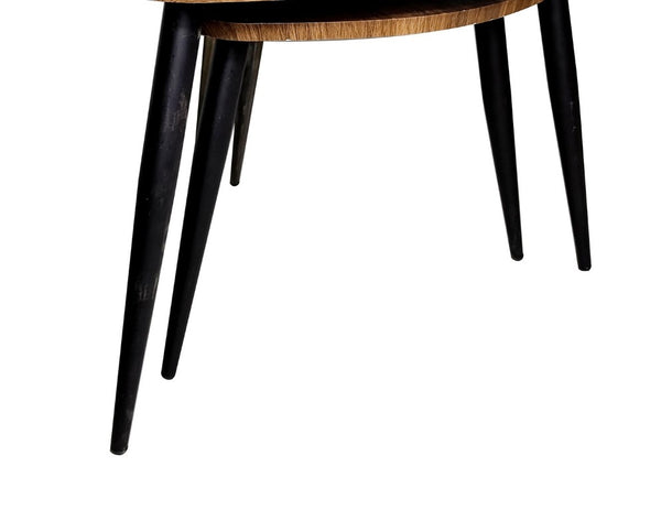 English Elm Contemporary Cube Nesting End Tables Solid Wood Tops Powder Coated Metal Base Living Room B2741P587697