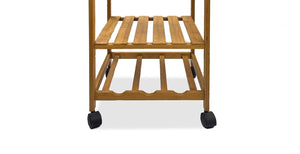 English Elm Contemporary Bamboo Rolling Kitchen Cart with Open Shelves and Pull Out Drawer B2741P587698