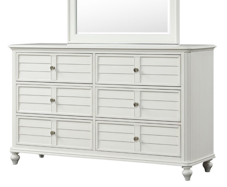 English Elm Coastal Transitional Dresser Solid Rubberwood Antique White Finish Dovetail Bedroom Storage B2741P587701