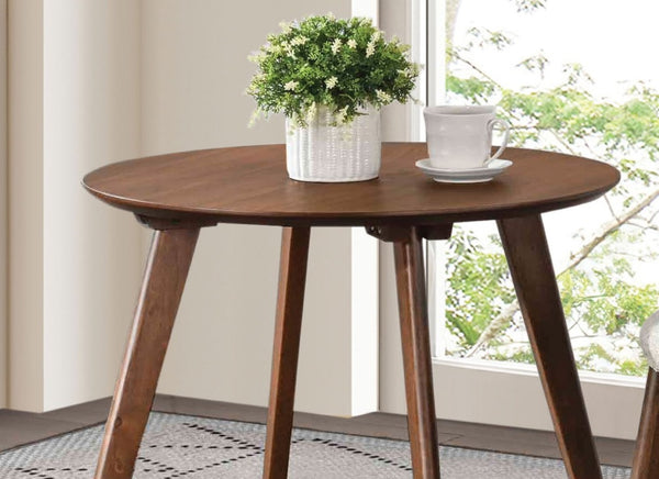 English Elm Contemporary Round Walnut Side Table with Tapered Legs for Living Room or Bedroom B2741P587909