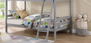 English Elm Transitional Twin Over Bunk Bed Solid Wood Gray Slat Panel with Storage Drawers B2741P588400