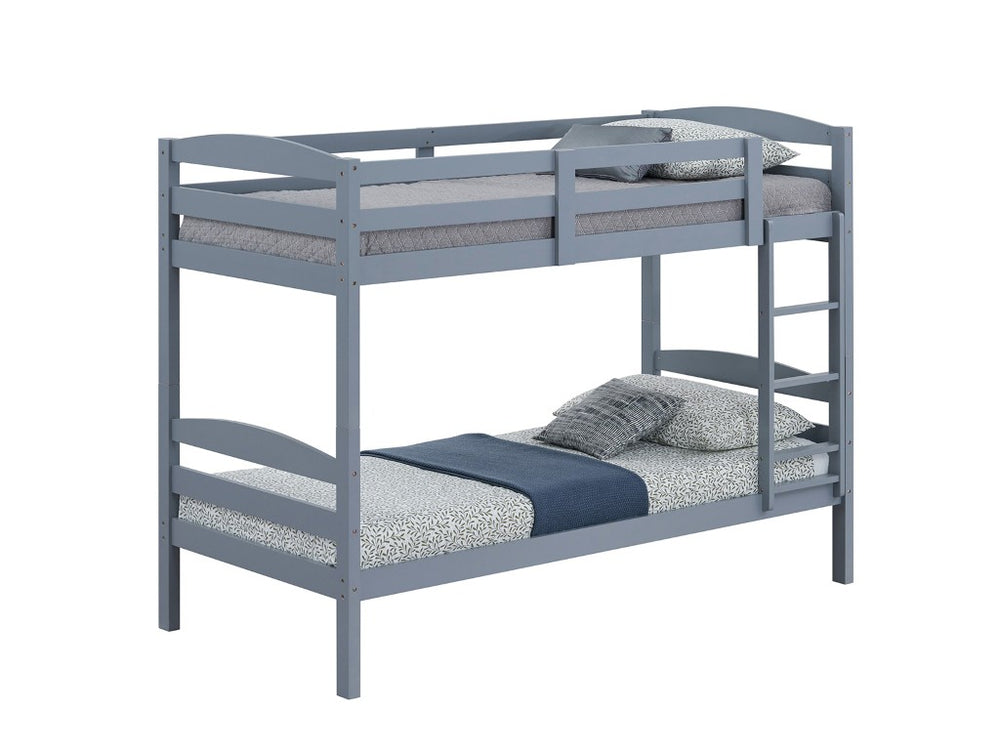 English Elm Transitional Twin Over Bunk Bed Arched Slat Frame Solid Wood Gray Bedroom B2741P590600